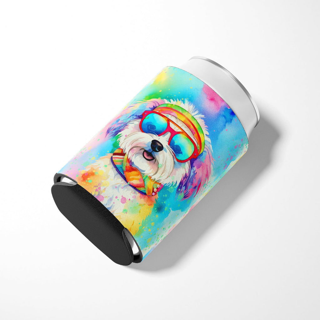Bichon Frise Hippie Dawg Can or Bottle Hugger Cooler Sleeve for Standard 12 oz Cans, Insulated Foam Beer & Soda Can Hugger Reusable