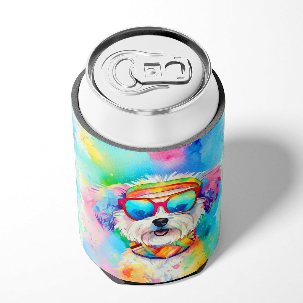 Bichon Frise Hippie Dawg Can or Bottle Hugger Cooler Sleeve for Standard 12 oz Cans, Insulated Foam Beer & Soda Can Hugger Reusable