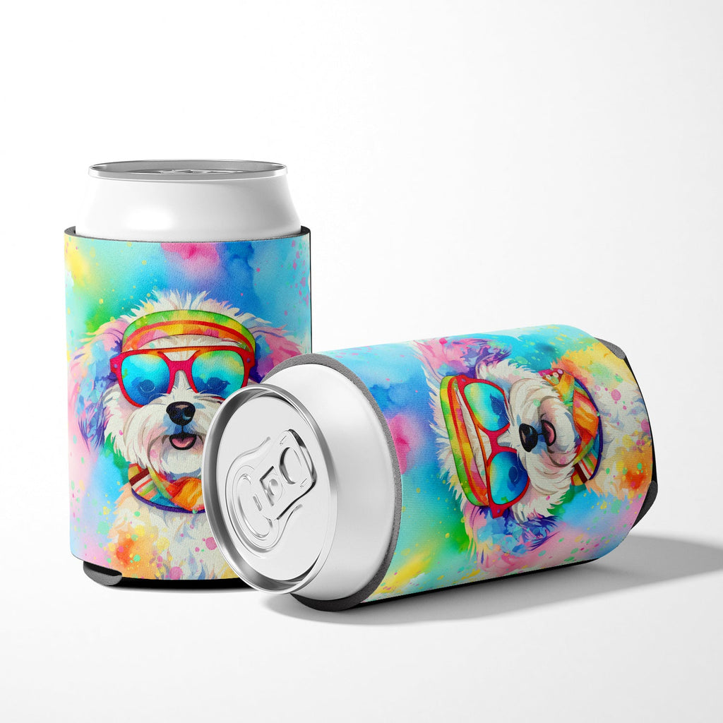 Bichon Frise Hippie Dawg Can or Bottle Hugger Cooler Sleeve for Standard 12 oz Cans, Insulated Foam Beer & Soda Can Hugger Reusable