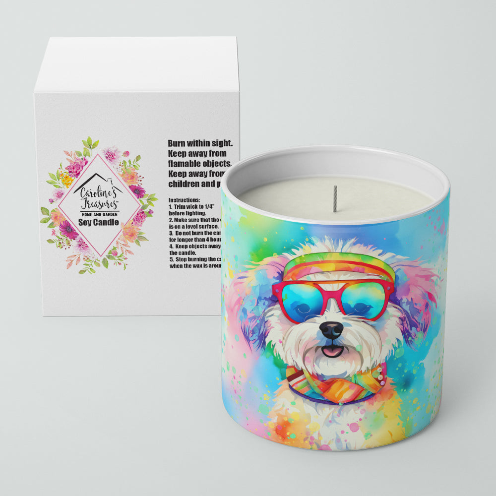Bichon Frise Hippie Dawg Decorative Soy Candle Nature Soy Wax Essential Oil Home Decor Ideal for Bedroom Kitchen Bath Office Gift, 10 oz