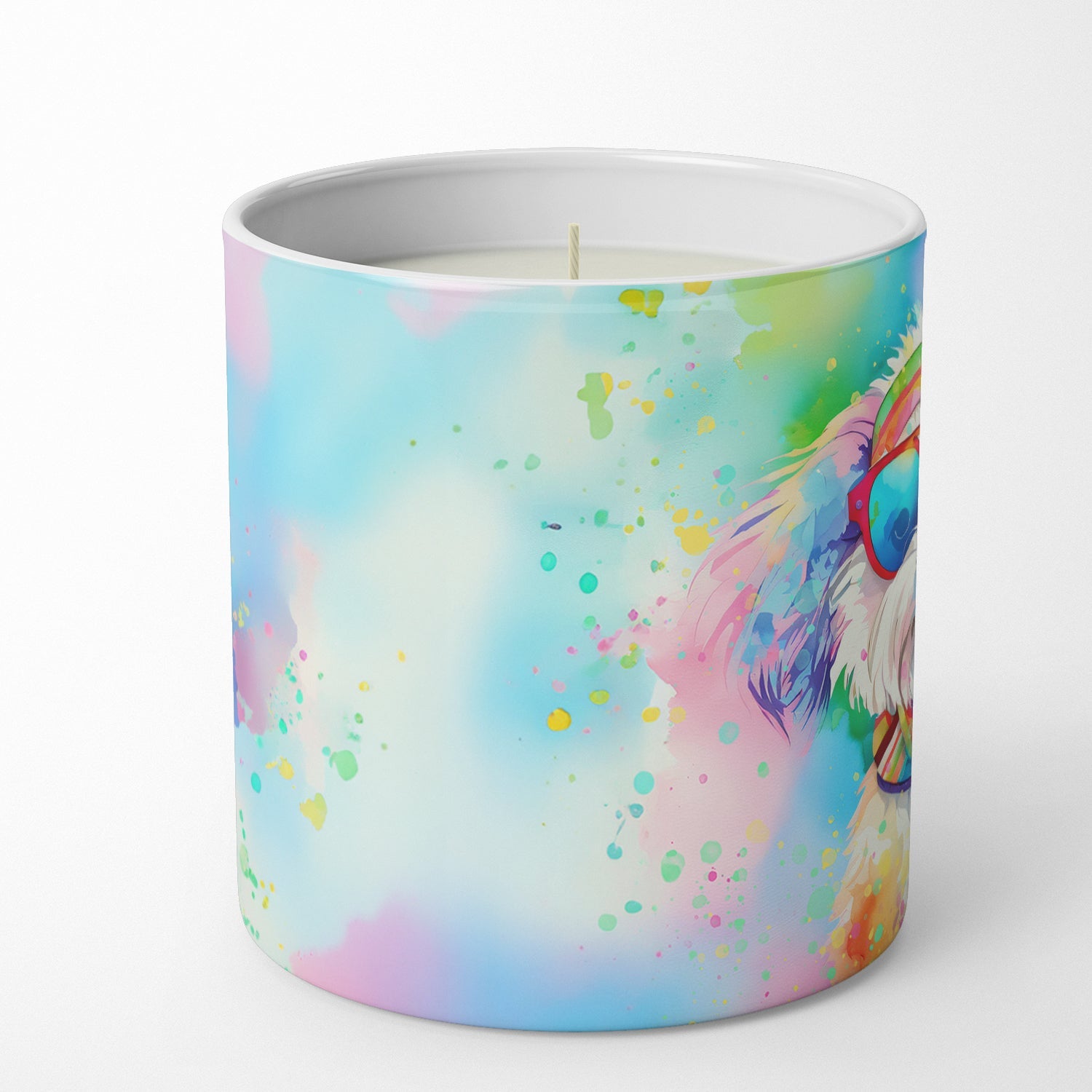 Bichon Frise Hippie Dawg Decorative Soy Candle Nature Soy Wax Essential Oil Home Decor Ideal for Bedroom Kitchen Bath Office Gift, 10 oz