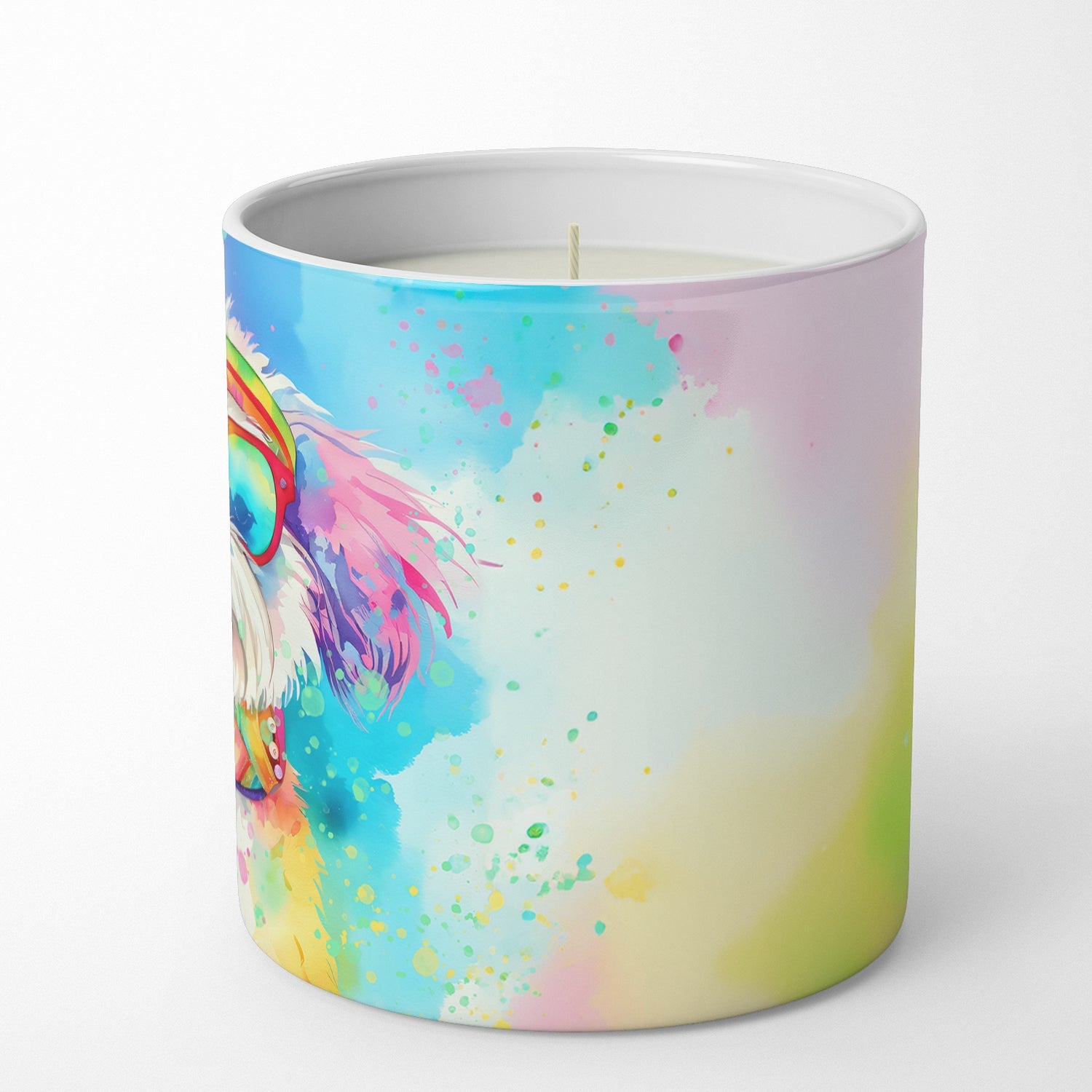 Bichon Frise Hippie Dawg Decorative Soy Candle Nature Soy Wax Essential Oil Home Decor Ideal for Bedroom Kitchen Bath Office Gift, 10 oz