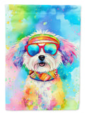 Bichon Frise Hippie Dawg House Flag 28x40 Porch Sleeve Pole Decorative Outside Yard Banner Artwork Wall Hanging, Polyester