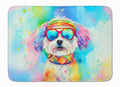 Bichon Frise Hippie Dawg Memory Foam Kitchen Mat Machine Washable Anti-Fatigue Cushion Comfort Bath or Kitchen Rug