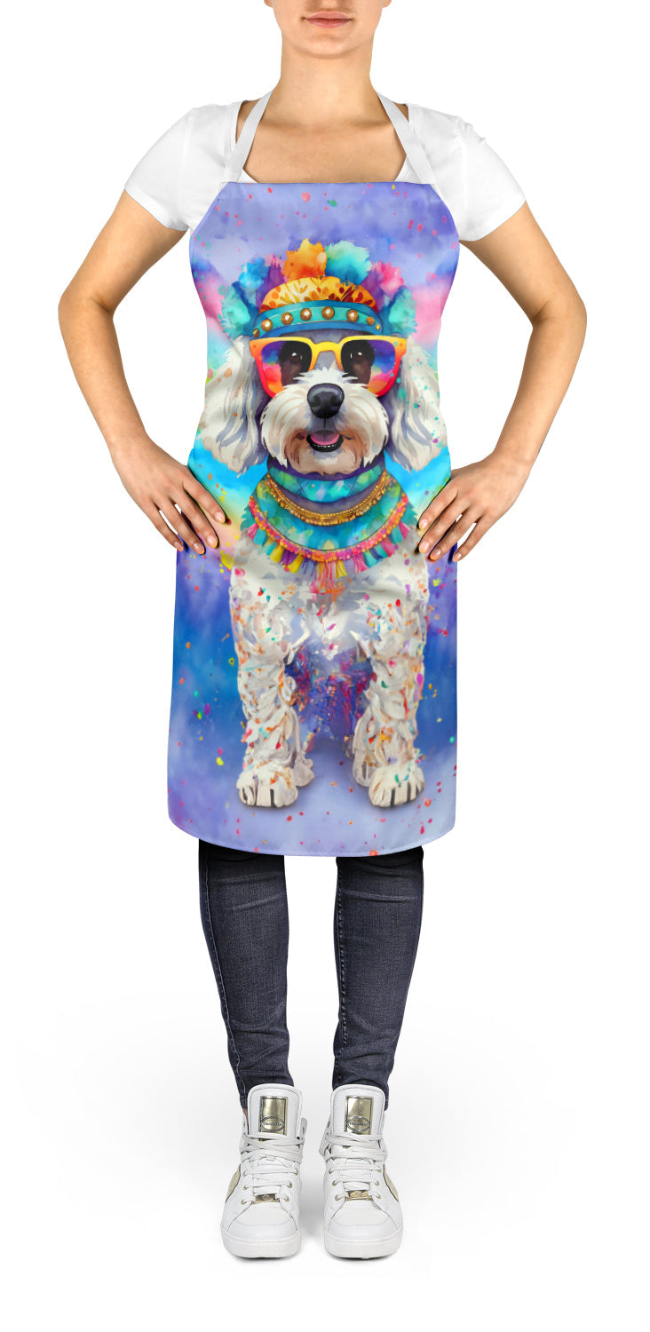 Bichon Frise Hippie Dawg Apron Cooking Kitchen Server Baking Crafts Gardening for Adult Women Men, Unisex, Large, Multicolor