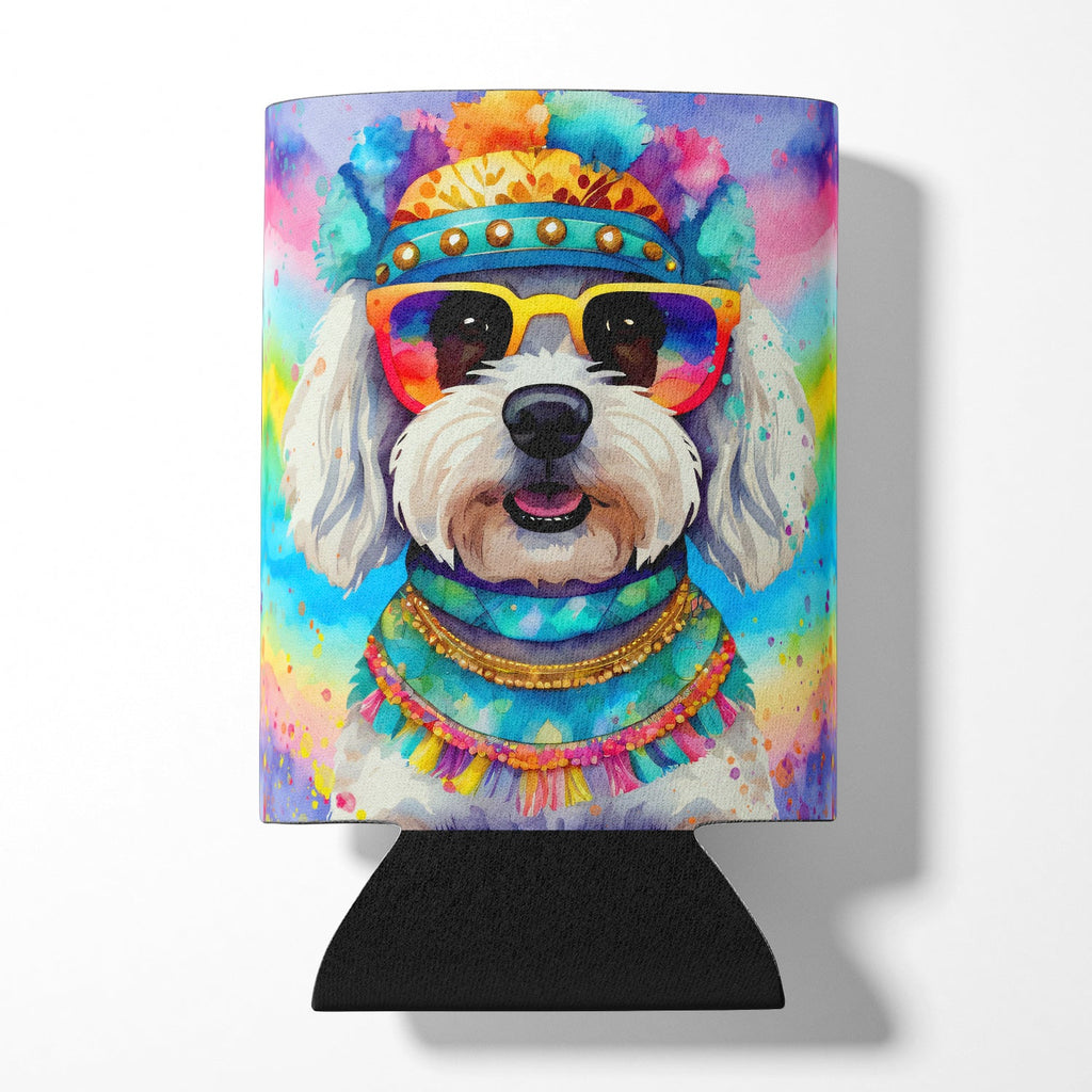 Bichon Frise Hippie Dawg Can or Bottle Hugger Cooler Sleeve for Standard 12 oz Cans, Insulated Foam Beer & Soda Can Hugger Reusable
