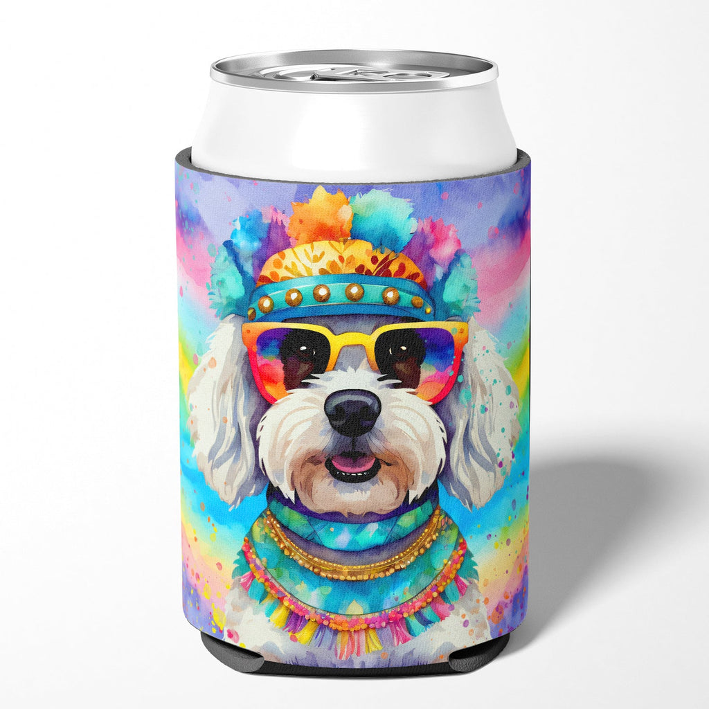 Bichon Frise Hippie Dawg Can or Bottle Hugger Cooler Sleeve for Standard 12 oz Cans, Insulated Foam Beer & Soda Can Hugger Reusable