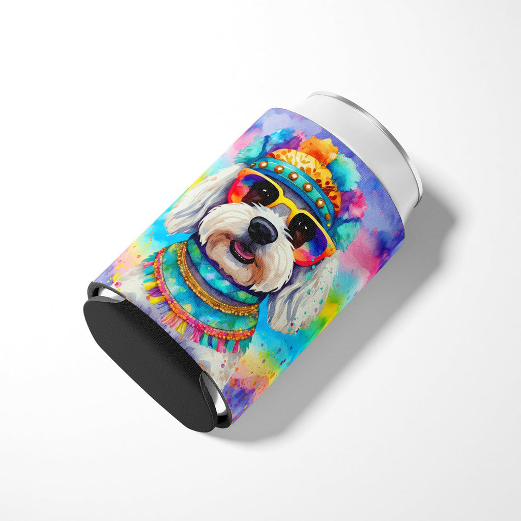 Bichon Frise Hippie Dawg Can or Bottle Hugger Cooler Sleeve for Standard 12 oz Cans, Insulated Foam Beer & Soda Can Hugger Reusable