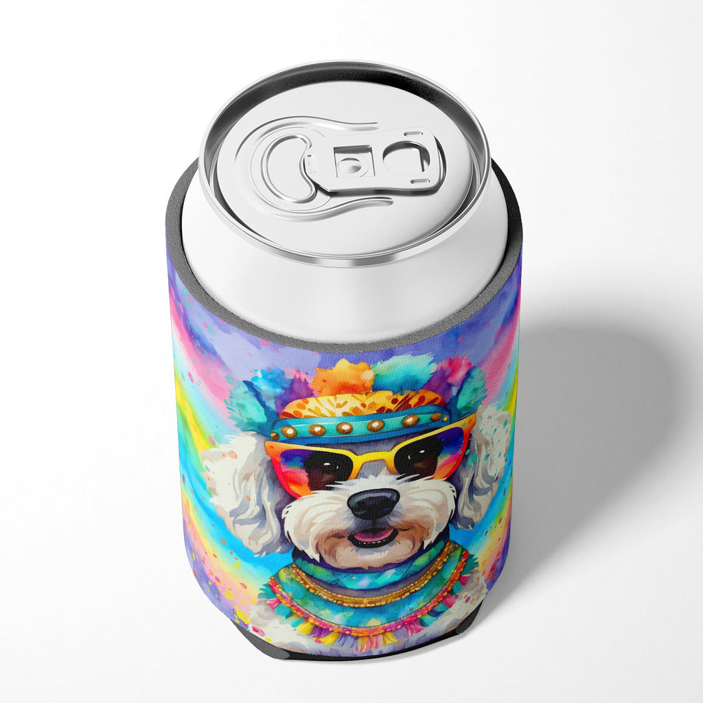 Bichon Frise Hippie Dawg Can or Bottle Hugger Cooler Sleeve for Standard 12 oz Cans, Insulated Foam Beer & Soda Can Hugger Reusable