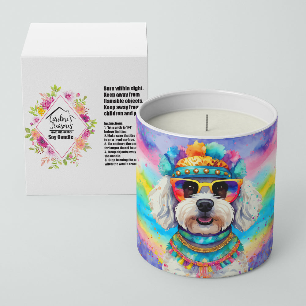 Bichon Frise Hippie Dawg Decorative Soy Candle Nature Soy Wax Essential Oil Home Decor Ideal for Bedroom Kitchen Bath Office Gift, 10 oz