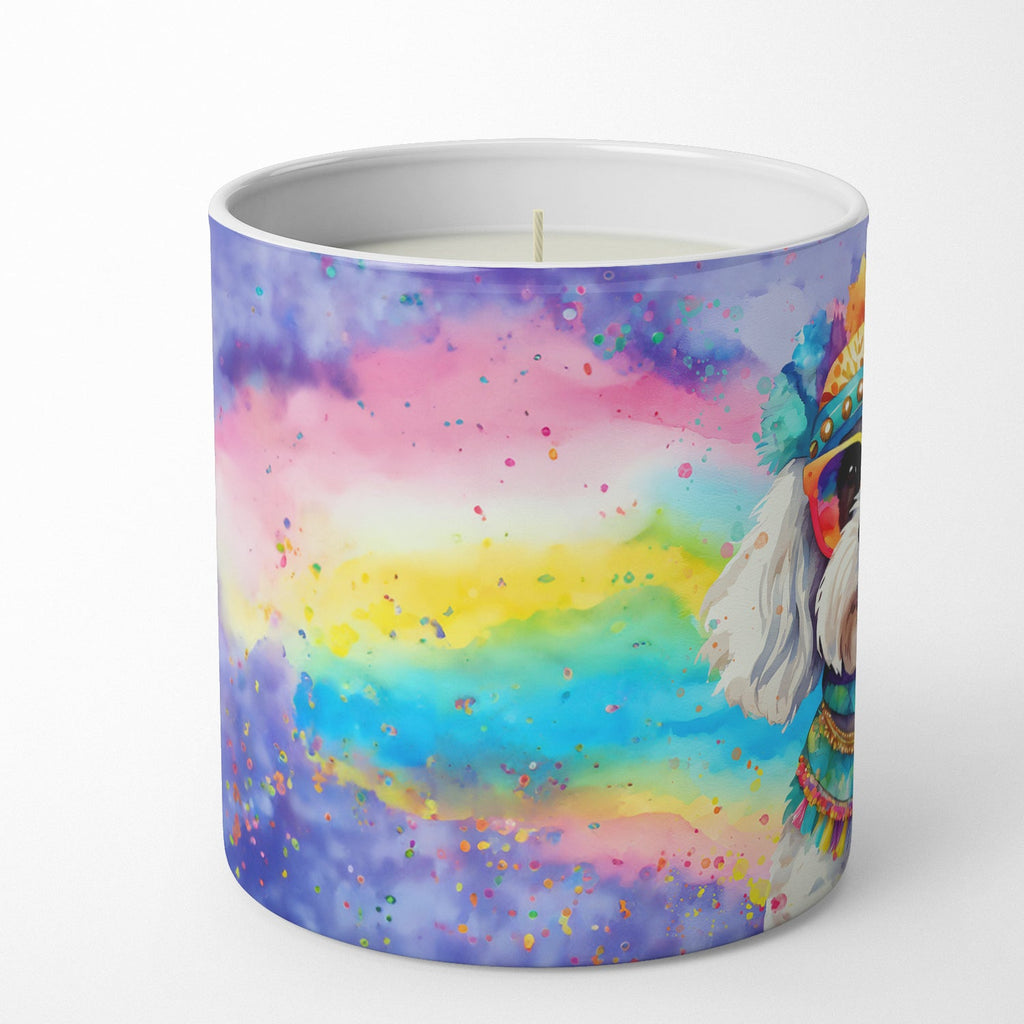 Bichon Frise Hippie Dawg Decorative Soy Candle Nature Soy Wax Essential Oil Home Decor Ideal for Bedroom Kitchen Bath Office Gift, 10 oz