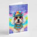 Bichon Frise Hippie Dawg Greeting Cards Pack of 8 Blank Cards with Envelopes Whimsical A7 Size 5x7
