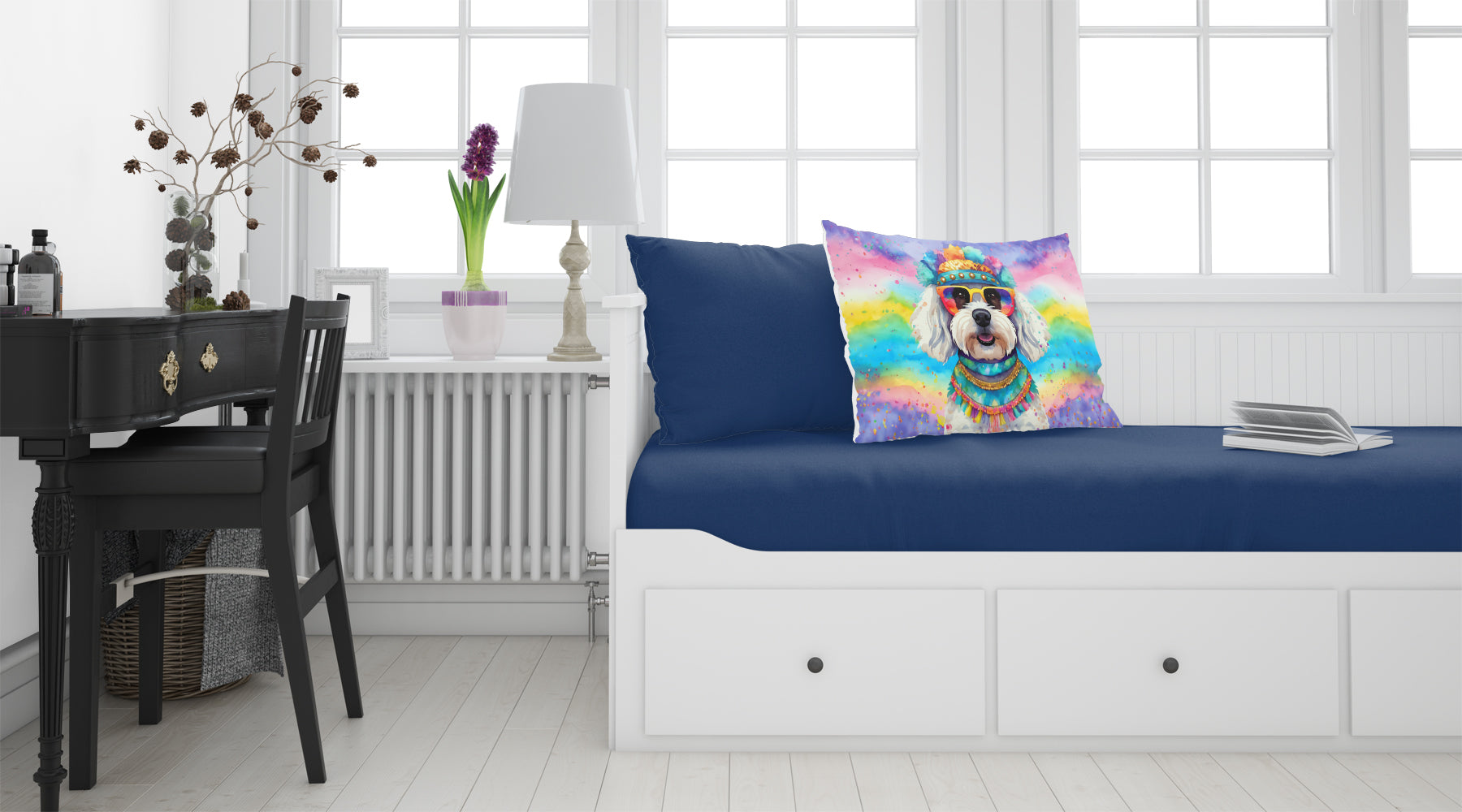 Bichon Frise Hippie Dawg Standard Pillowcase Lightweight Super Soft Easy Care Decorative Artwork Pillowcase, Standard