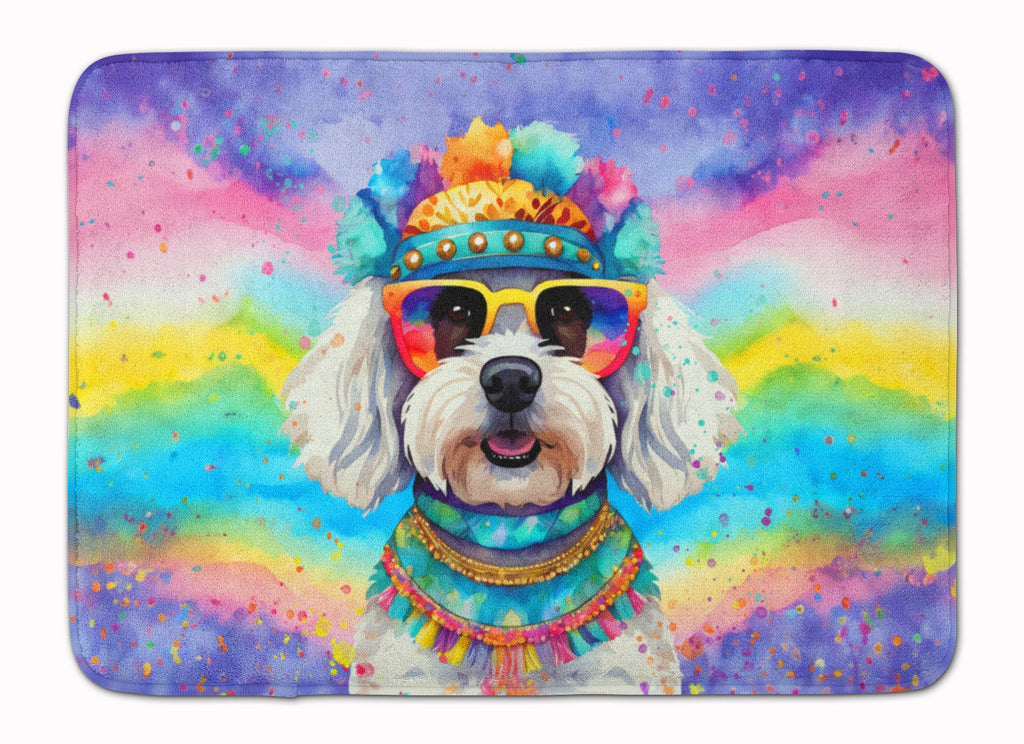 Bichon Frise Hippie Dawg Memory Foam Kitchen Mat Machine Washable Anti-Fatigue Cushion Comfort Bath or Kitchen Rug
