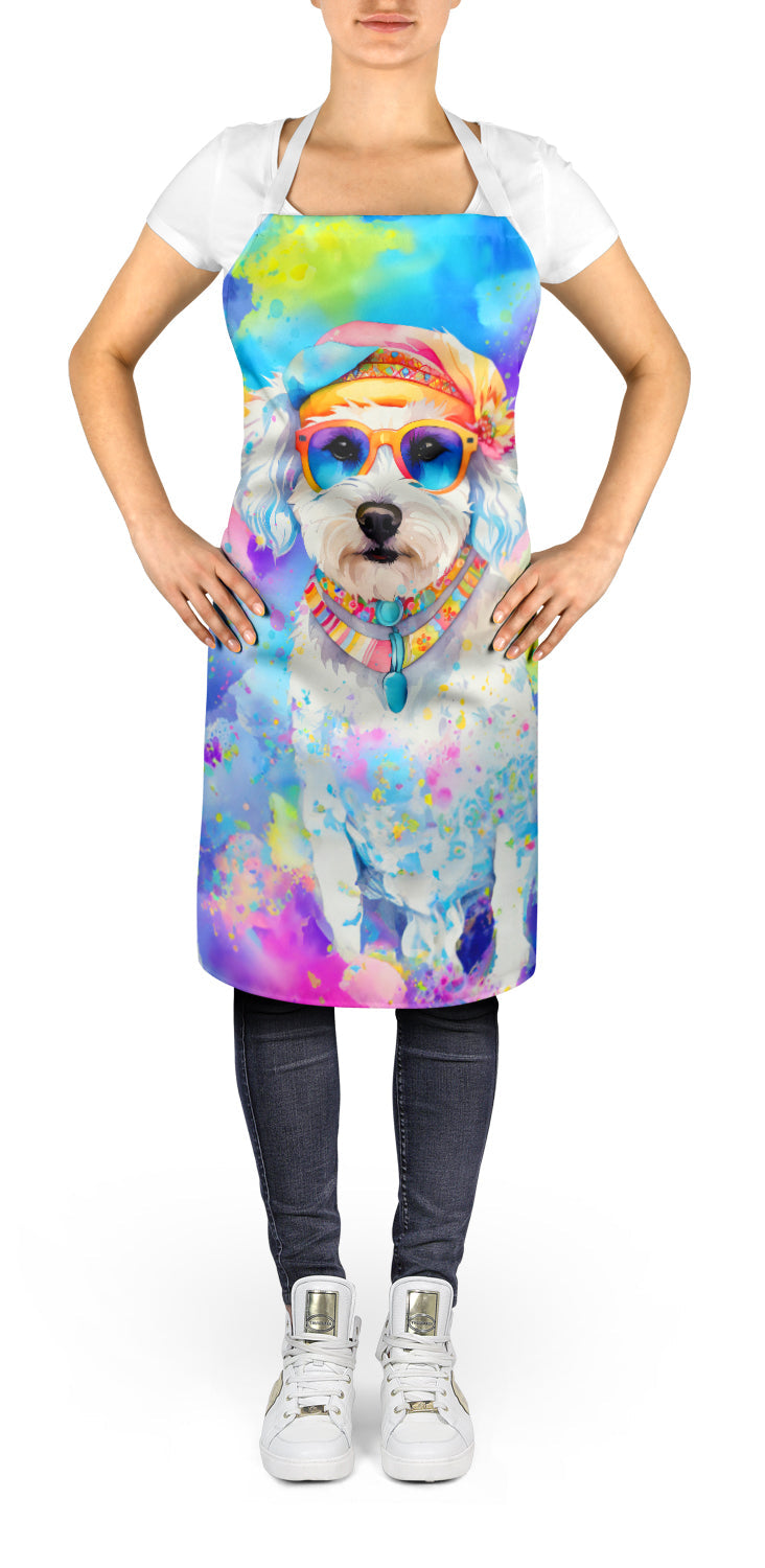 Bichon Frise Hippie Dawg Apron Cooking Kitchen Server Baking Crafts Gardening for Adult Women Men, Unisex, Large, Multicolor