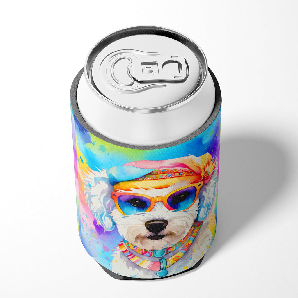 Bichon Frise Hippie Dawg Can or Bottle Hugger Cooler Sleeve for Standard 12 oz Cans, Insulated Foam Beer & Soda Can Hugger Reusable