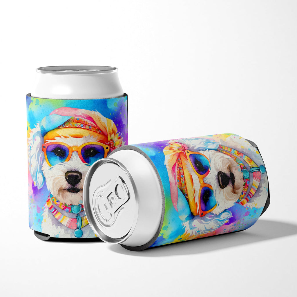 Bichon Frise Hippie Dawg Can or Bottle Hugger Cooler Sleeve for Standard 12 oz Cans, Insulated Foam Beer & Soda Can Hugger Reusable