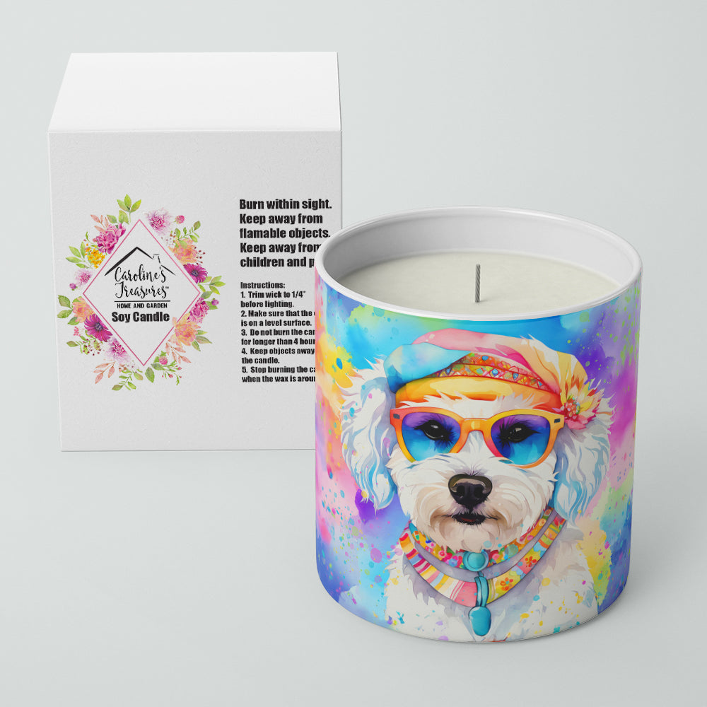 Bichon Frise Hippie Dawg Decorative Soy Candle Nature Soy Wax Essential Oil Home Decor Ideal for Bedroom Kitchen Bath Office Gift, 10 oz