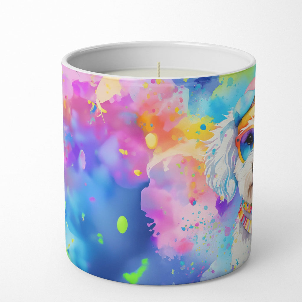 Bichon Frise Hippie Dawg Decorative Soy Candle Nature Soy Wax Essential Oil Home Decor Ideal for Bedroom Kitchen Bath Office Gift, 10 oz