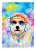 Bichon Frise Hippie Dawg House Flag 28x40 Porch Sleeve Pole Decorative Outside Yard Banner Artwork Wall Hanging, Polyester