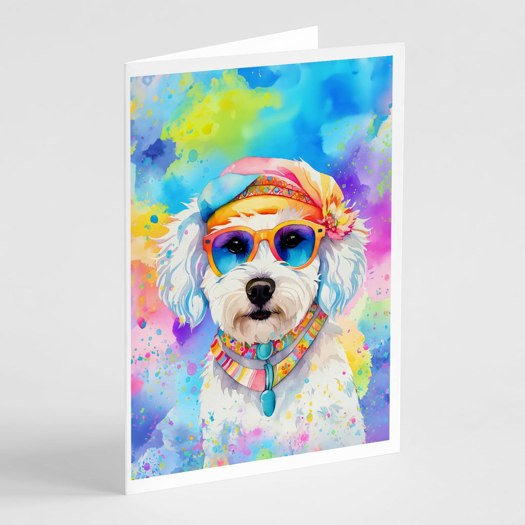 Bichon Frise Hippie Dawg Greeting Cards Pack of 8 Blank Cards with Envelopes Whimsical A7 Size 5x7