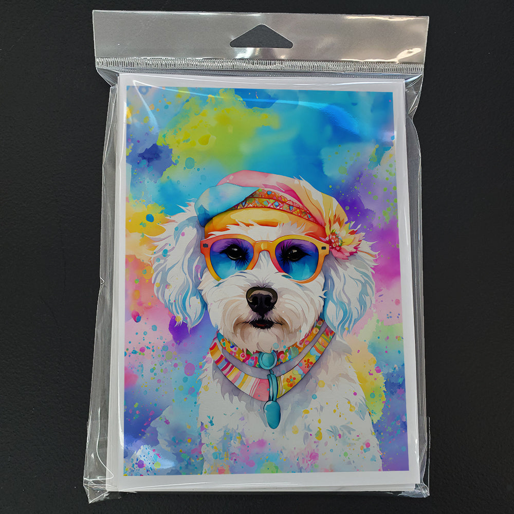 Bichon Frise Hippie Dawg Greeting Cards Pack of 8 Blank Cards with Envelopes Whimsical A7 Size 5x7