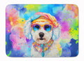 Bichon Frise Hippie Dawg Memory Foam Kitchen Mat Machine Washable Anti-Fatigue Cushion Comfort Bath or Kitchen Rug