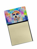 Bichon Frise Hippie Dawg Watercolor Sticky Note Holder Refillable Dispenser Desk Accessory 3x3 Pad Gift