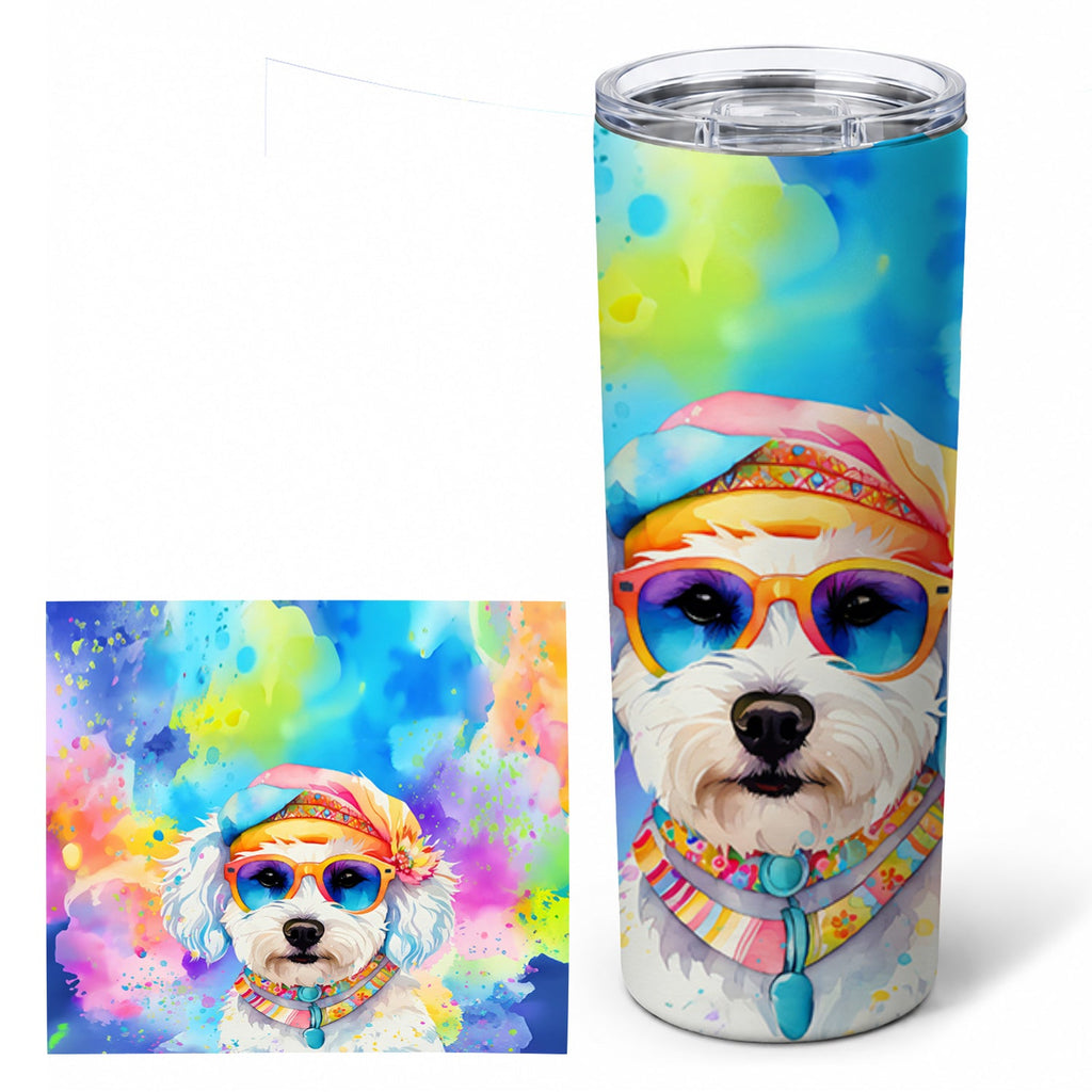 Bichon Frise Hippie Dawg Stainless Steel Skinny Tumbler 20 oz Vacuum Double Walled Reusable Insulated Travel Cup