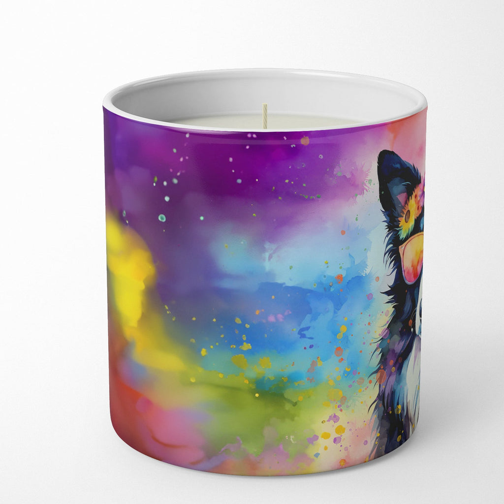 Border Collie Hippie Dawg Decorative Soy Candle Nature Soy Wax Essential Oil Home Decor Ideal for Bedroom Kitchen Bath Office Gift, 10 oz