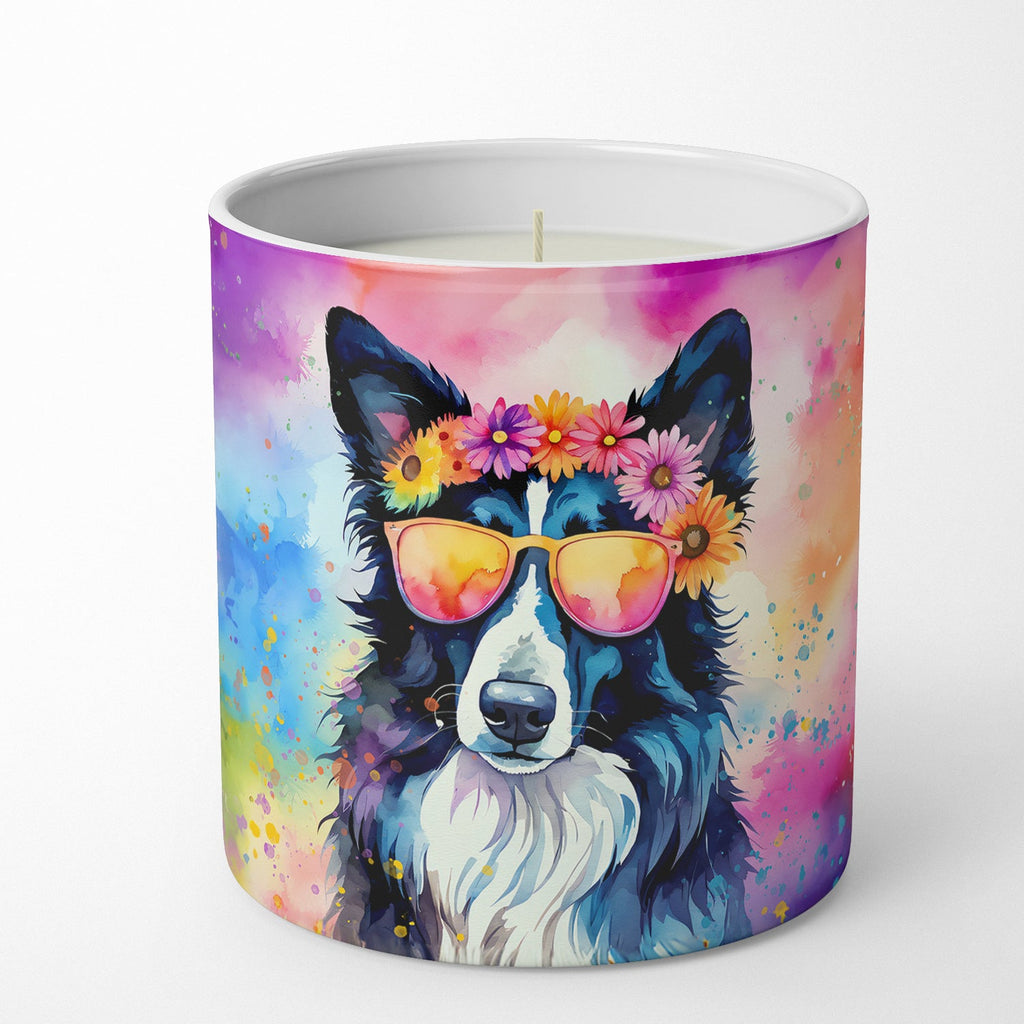 Border Collie Hippie Dawg Decorative Soy Candle Nature Soy Wax Essential Oil Home Decor Ideal for Bedroom Kitchen Bath Office Gift, 10 oz
