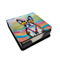 Boston Terrier Hippie Dawg PU Leather Note Paper Holder with Artist-Designed Cover, Desk Accessory, Office Gift