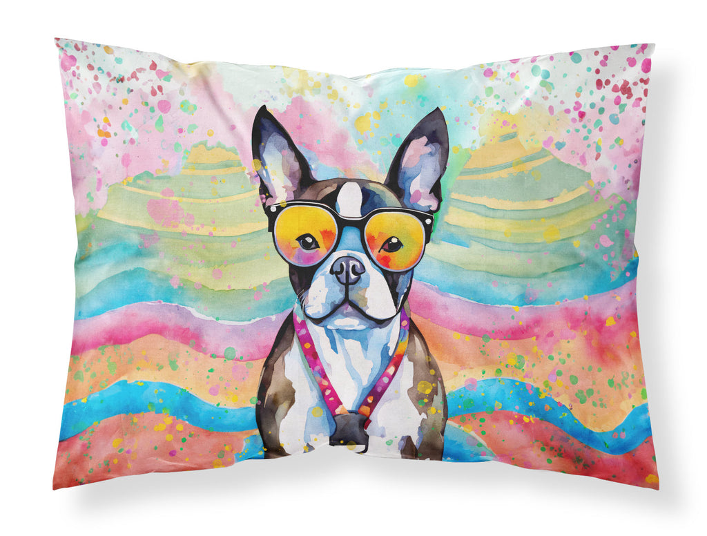 Boston Terrier Hippie Dawg Standard Pillowcase Lightweight Super Soft Easy Care Decorative Artwork Pillowcase, Standard