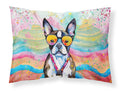 Boston Terrier Hippie Dawg Standard Pillowcase Lightweight Super Soft Easy Care Decorative Artwork Pillowcase, Standard