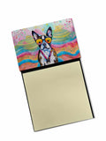 Boston Terrier Hippie Dawg Watercolor Sticky Note Holder Refillable Dispenser Desk Accessory 3x3 Pad Gift
