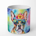 Boston Terrier Hippie Dawg Decorative Soy Candle Nature Soy Wax Essential Oil Home Decor Ideal for Bedroom Kitchen Bath Office Gift, 10 oz