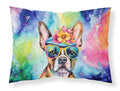Boston Terrier Hippie Dawg Standard Pillowcase Lightweight Super Soft Easy Care Decorative Artwork Pillowcase, Standard