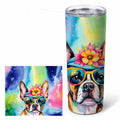 Boston Terrier Hippie Dawg Stainless Steel Skinny Tumbler 20 oz Vacuum Double Walled Reusable Insulated Travel Cup