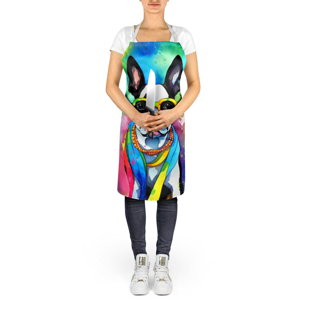 Boston Terrier Hippie Dawg Apron Cooking Kitchen Server Baking Crafts Gardening for Adult Women Men, Unisex, Large, Multicolor