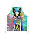 Boston Terrier Hippie Dawg Apron Cooking Kitchen Server Baking Crafts Gardening for Adult Women Men, Unisex, Large, Multicolor