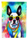 Boston Terrier Hippie Dawg House Flag 28x40 Porch Sleeve Pole Decorative Outside Yard Banner Artwork Wall Hanging, Polyester