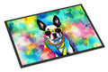 Boston Terrier Hippie Dawg Doormat Indoor Outdoor 24H X 36W Front Door Mat Rugs for Entryway, Non Slip Washable Low Pile,