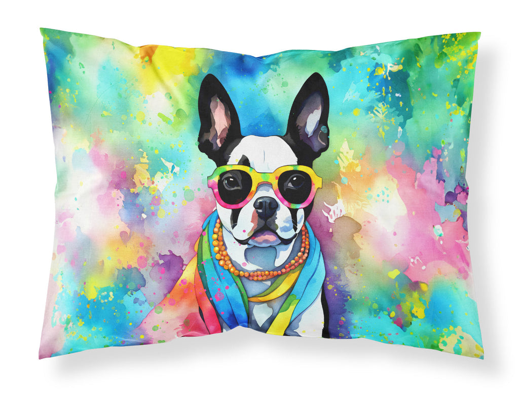 Boston Terrier Hippie Dawg Standard Pillowcase Lightweight Super Soft Easy Care Decorative Artwork Pillowcase, Standard