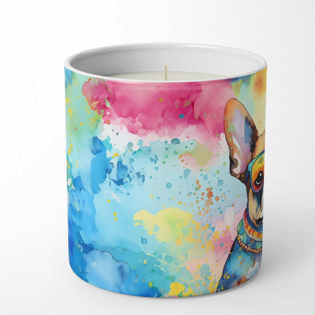 Boston Terrier Hippie Dawg Decorative Soy Candle Nature Soy Wax Essential Oil Home Decor Ideal for Bedroom Kitchen Bath Office Gift, 10 oz