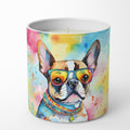 Boston Terrier Hippie Dawg Decorative Soy Candle Nature Soy Wax Essential Oil Home Decor Ideal for Bedroom Kitchen Bath Office Gift, 10 oz