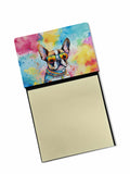 Boston Terrier Hippie Dawg Watercolor Sticky Note Holder Refillable Dispenser Desk Accessory 3x3 Pad Gift