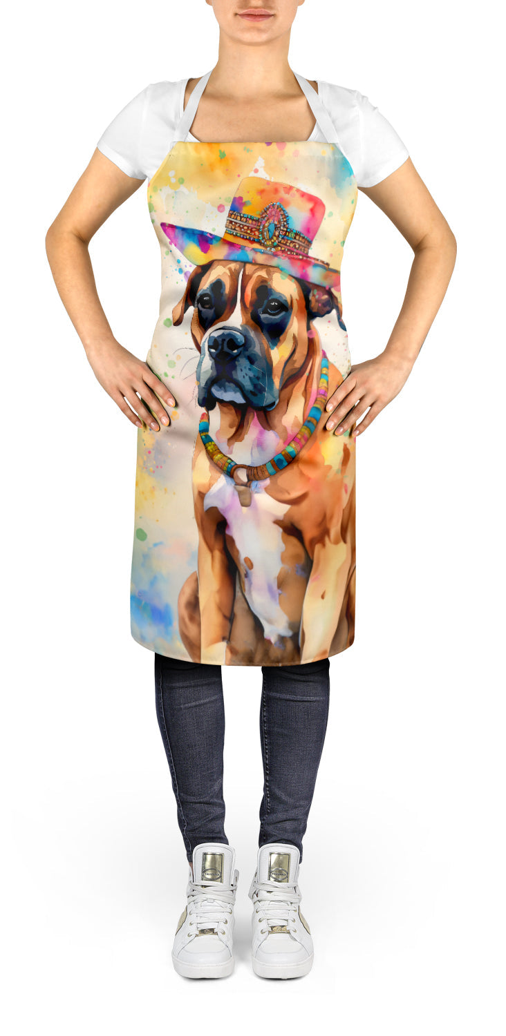 Boxer Hippie Dawg Apron Cooking Kitchen Server Baking Crafts Gardening for Adult Women Men, Unisex, Large, Multicolor
