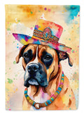 Boxer Hippie Dawg House Flag 28x40 Porch Sleeve Pole Decorative Outside Yard Banner Artwork Wall Hanging, Polyester