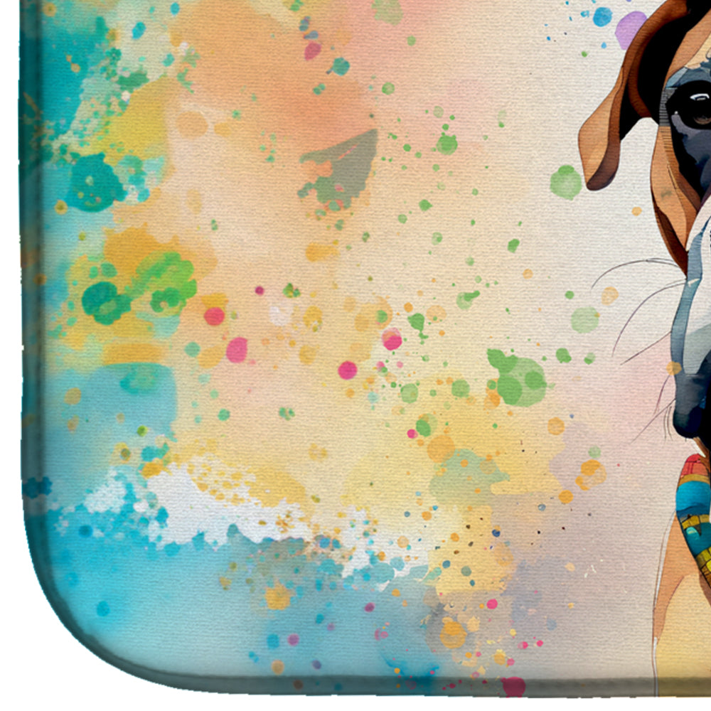 Boxer Hippie Dawg Dish Drying Mat Absorbent Dish Drying Mat Pad for Kitchen Counter Dish Drainer Mat for Countertop, 14 x 21", Multicolor