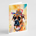 Boxer Hippie Dawg Greeting Cards Pack of 8 Blank Cards with Envelopes Whimsical A7 Size 5x7